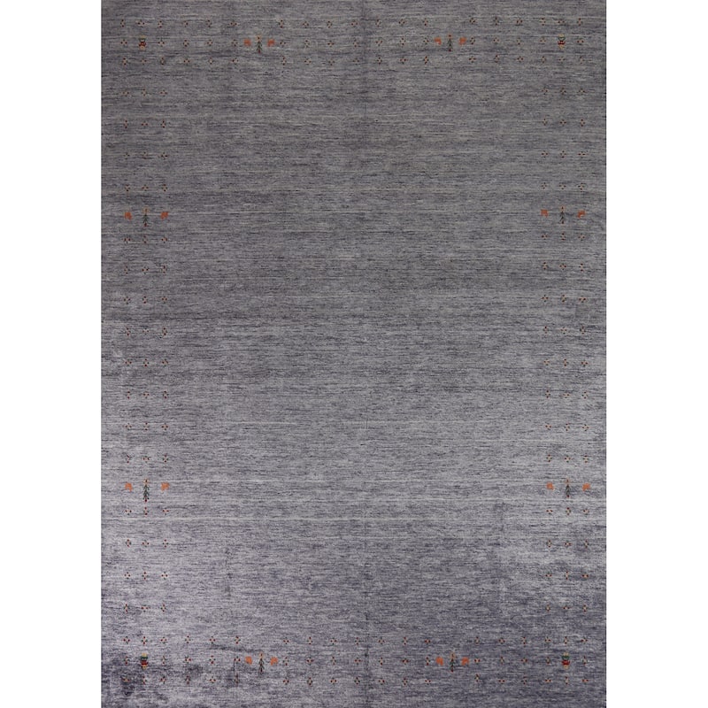Hand Knotted Oriental 100% Wool Carpet Tribal Tribal Navy Blue & Blues Gabbeh Area Rug - 12' 1'' X 9' 1''