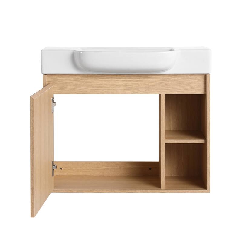 Bathroom Vanity With Sink In 24/28 Inch, Floating Bathroom Vanity With Soft Close Door