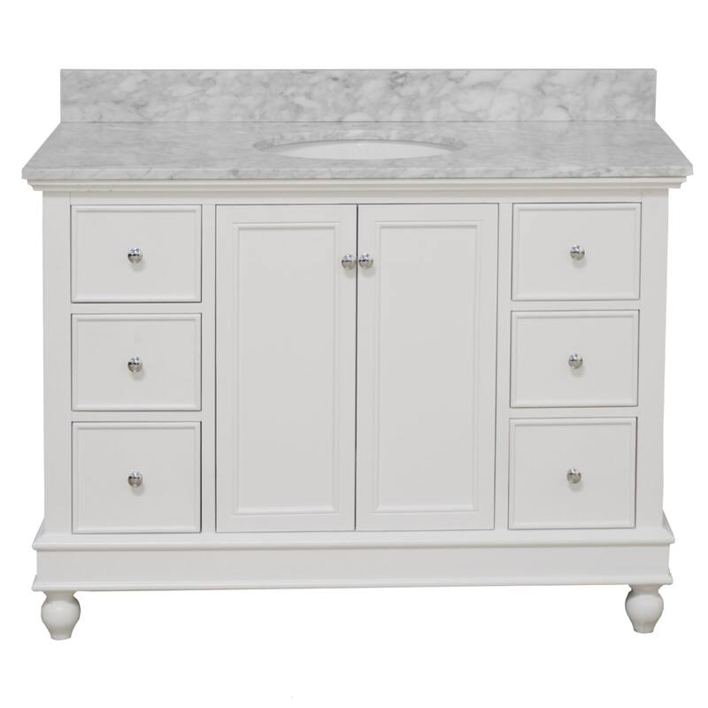 KitchenBathCollection Bella 48" Bathroom Vanity with Carrara Marble Top