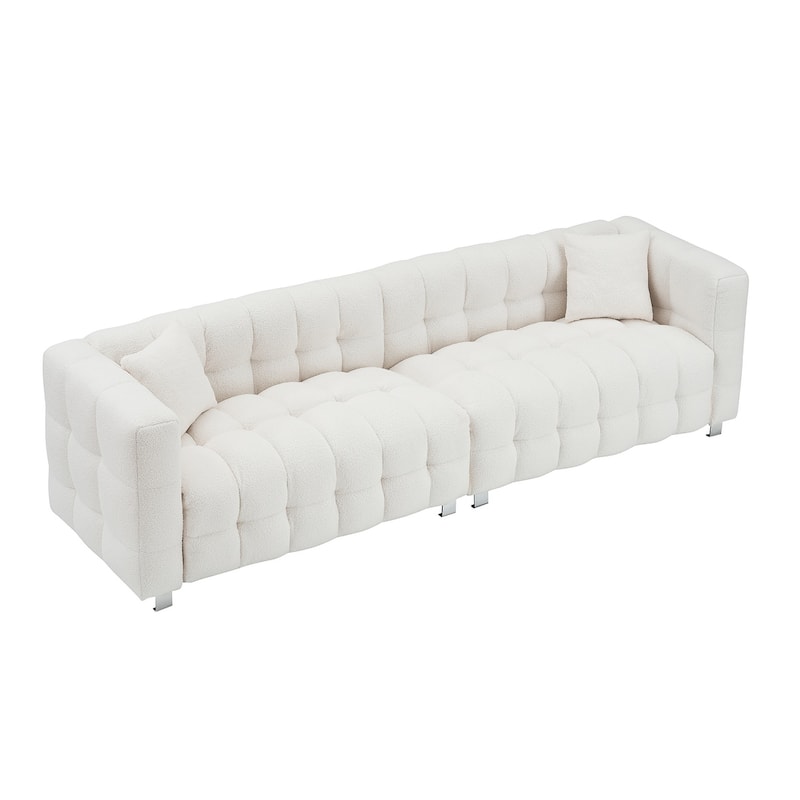 102'' teddy velvet four-seater modern style sofa
