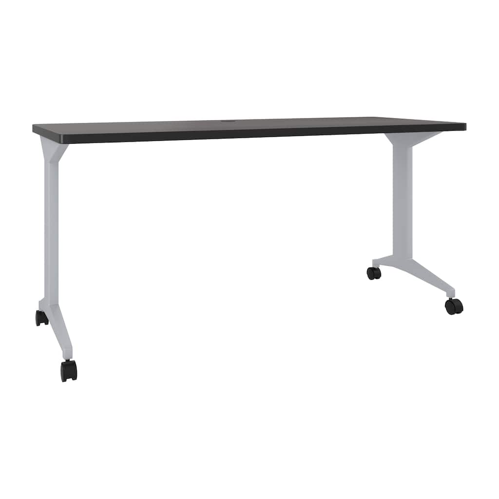 Modern T-Leg Table Desk, Arctic Silver/Weathered Charcoal