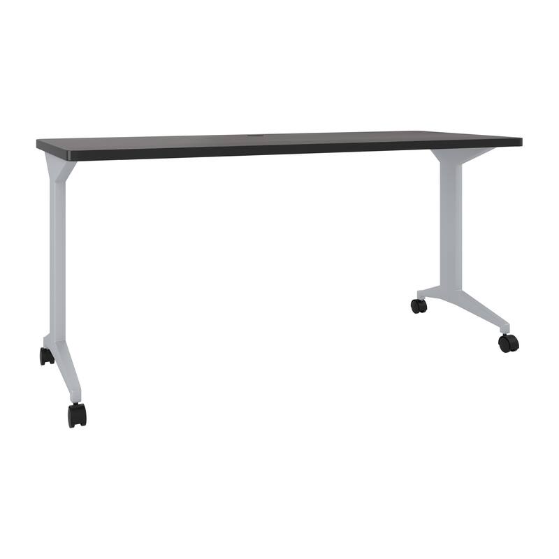 Modern T-Leg Table Desk, Arctic Silver/Weathered Charcoal