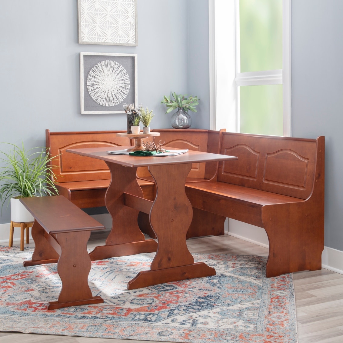 Moens Walnut 3-piece Breakfast Nook Dining Set - Overstock ...