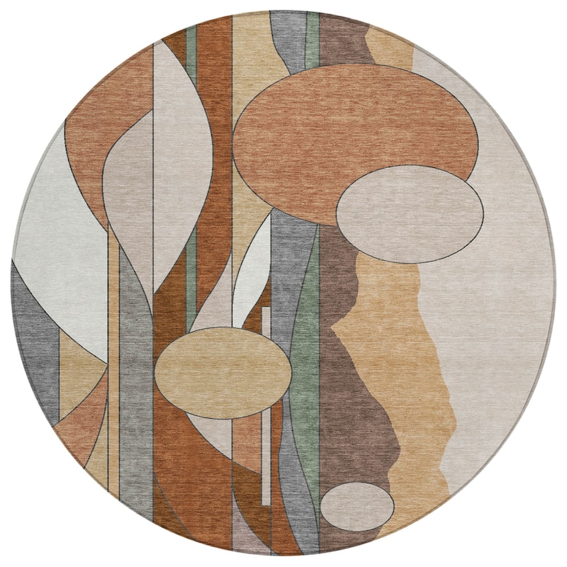 Machine Washable Indoor/ Outdoor Contemporary Retro Chantille Rug