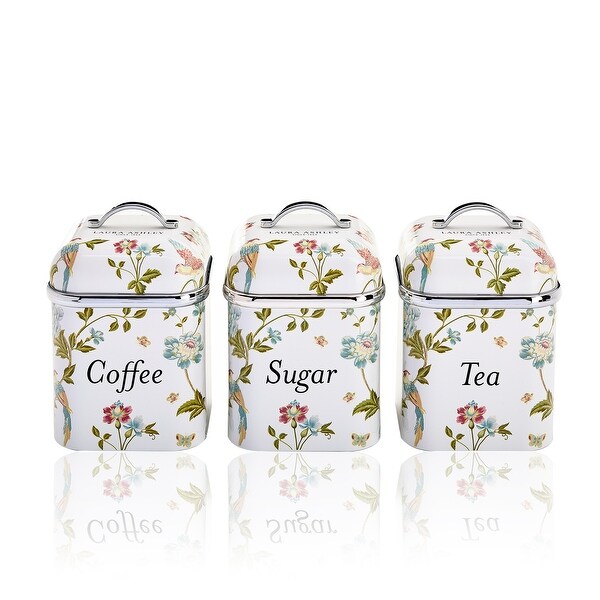 Laura Ashley VQ 3-Piece Hand-applied Stainless Steel Canister Set