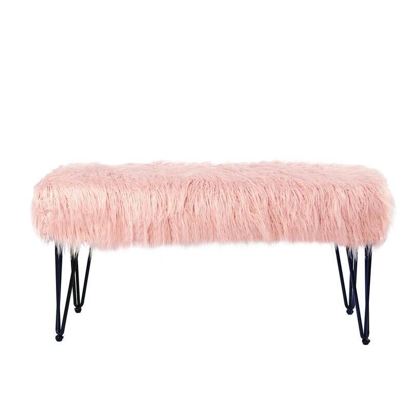 Mongolian Fauxfur Ottoman