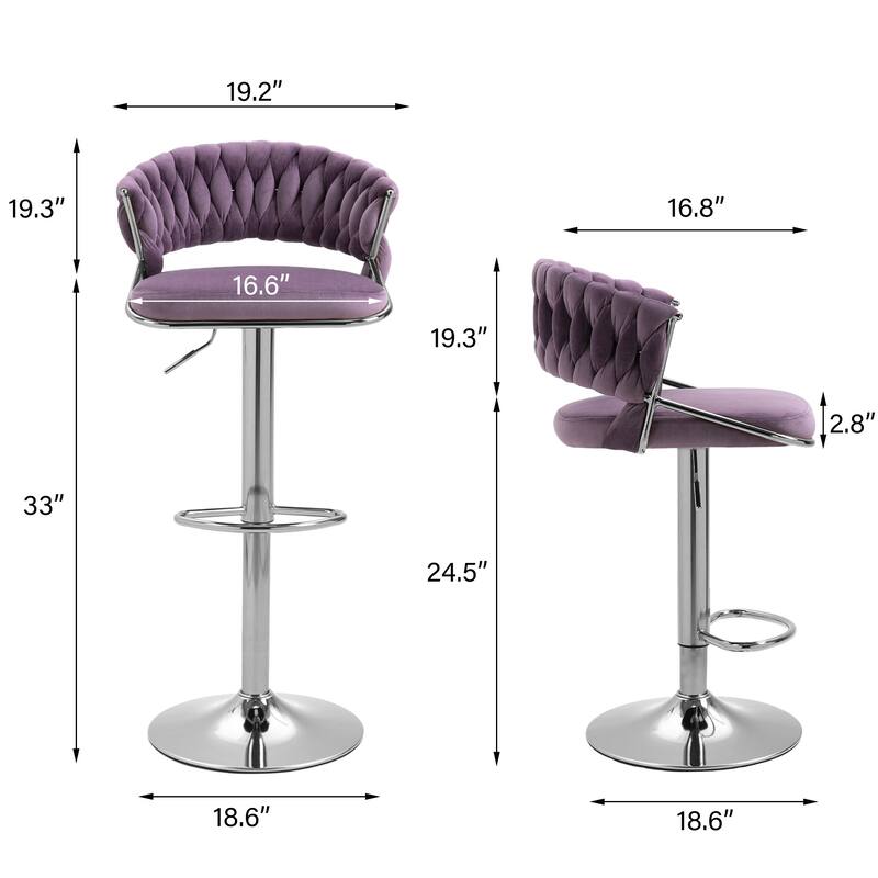 Modern Velvet Counter Bar Stools with Backs(Set of 4)
