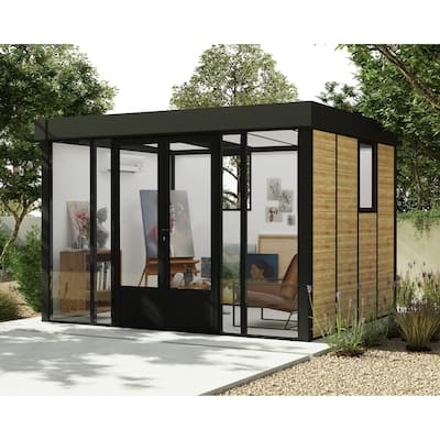 Copenhagen 9 ft. x 11.5 ft. Black Studio Shed and Backyard Office - 11 ft. x 9 ft