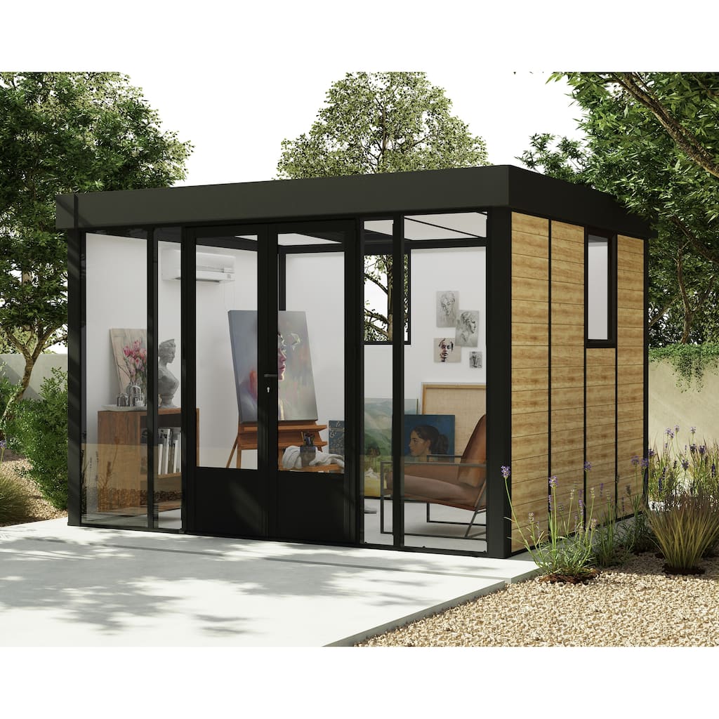 Copenhagen 9 ft. x 11.5 ft. Black Studio Shed and Backyard Office - 11 ft. x 9 ft