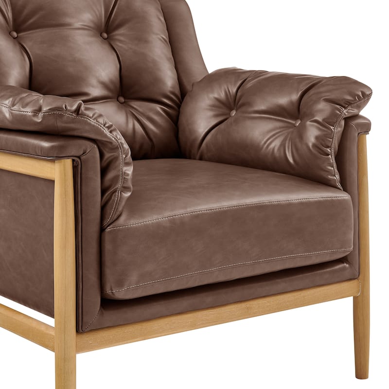 NPD Furniture Larry Faux Leather Tufted Accent Arm Chair