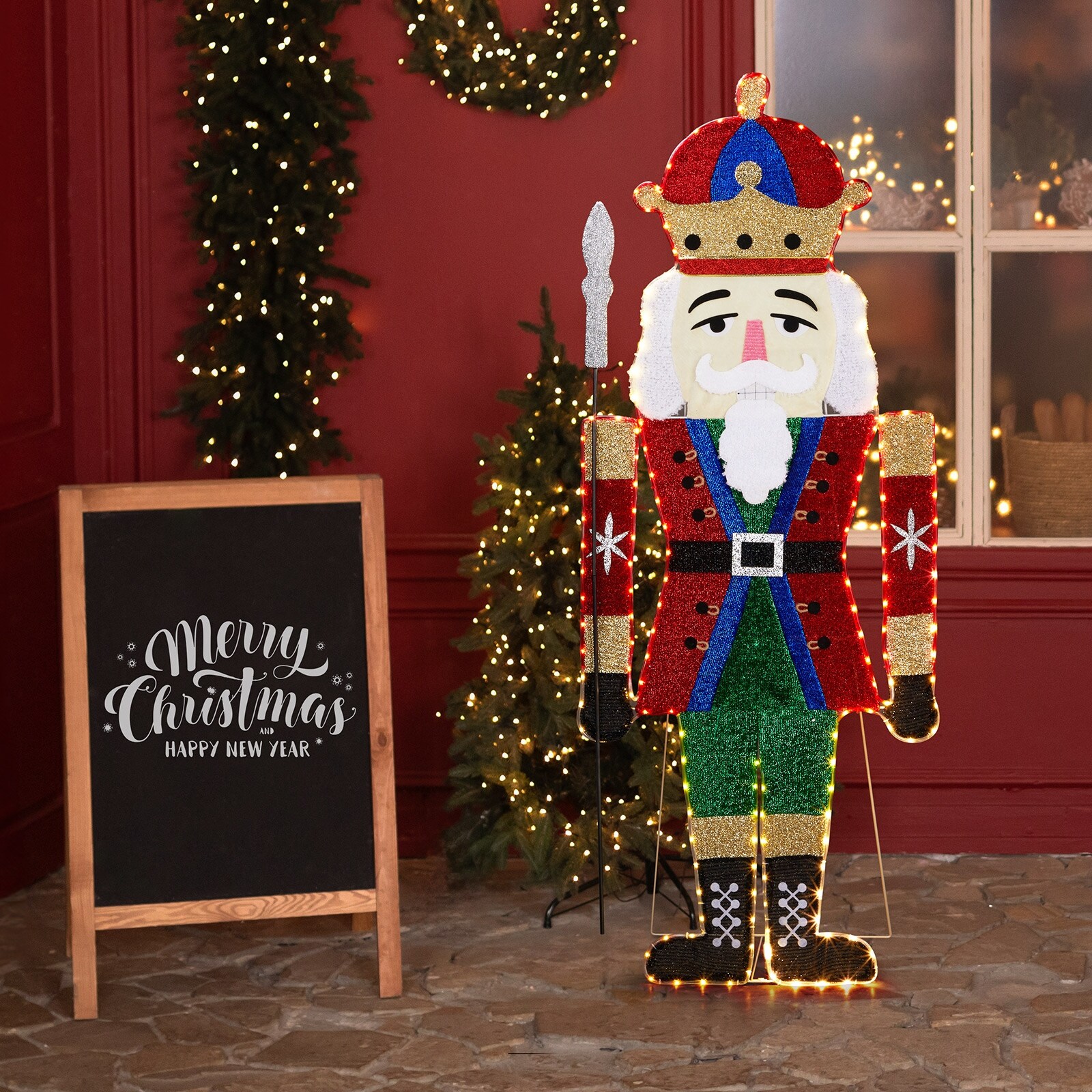 6ft Nutcracker HABDJILTY 2 Pcs Nutcracker Christmas Decorations Outdoor, Large Christmas Nutcracker Yard Sign With Stakes, Xmas Soldier Outdoor Signs Decor For Winter Yard Garden Lawn Christmas Metal
