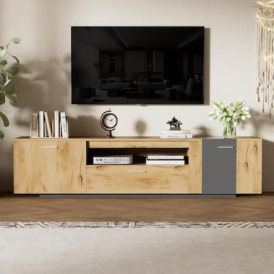70" Modern TV Stand with 3 Cabinets & Drawer, Entertainment Center for TVs up to 80'', Living Room Television Console