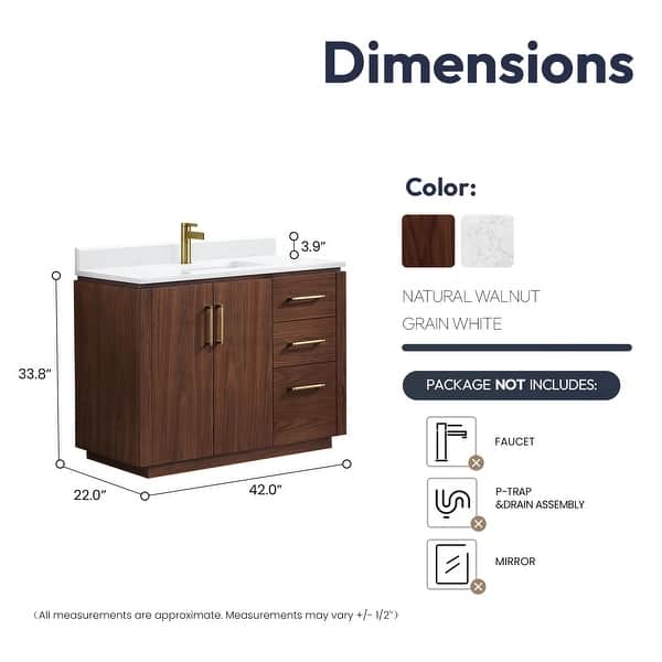 dimension image slide 2 of 16, San Single Bath Vanity with Composite Stone Top without Mirror