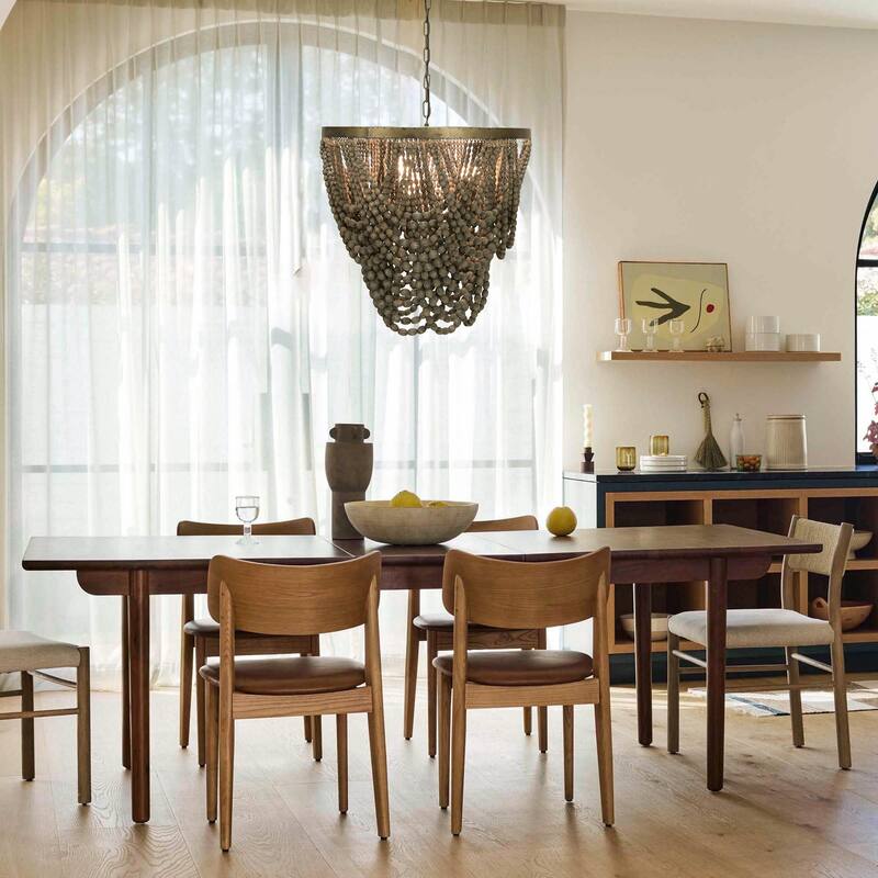 2-Tier Draped Wood Bead Chandelier