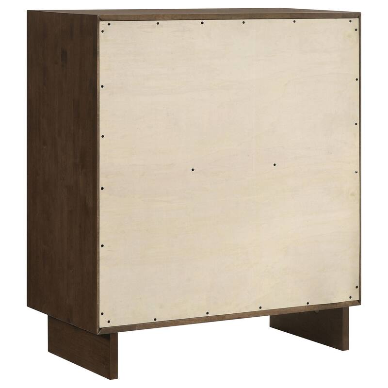 Genu Tall Dresser Chest, 4 Drawers, Fingertip Handles, Walnut Brown