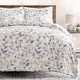 preview thumbnail 1 of 4, Chanasya Soft Blue Botanical Leaf 3-Piece Reversible Comforter Set Leaf Blue Taupe - Full - Queen