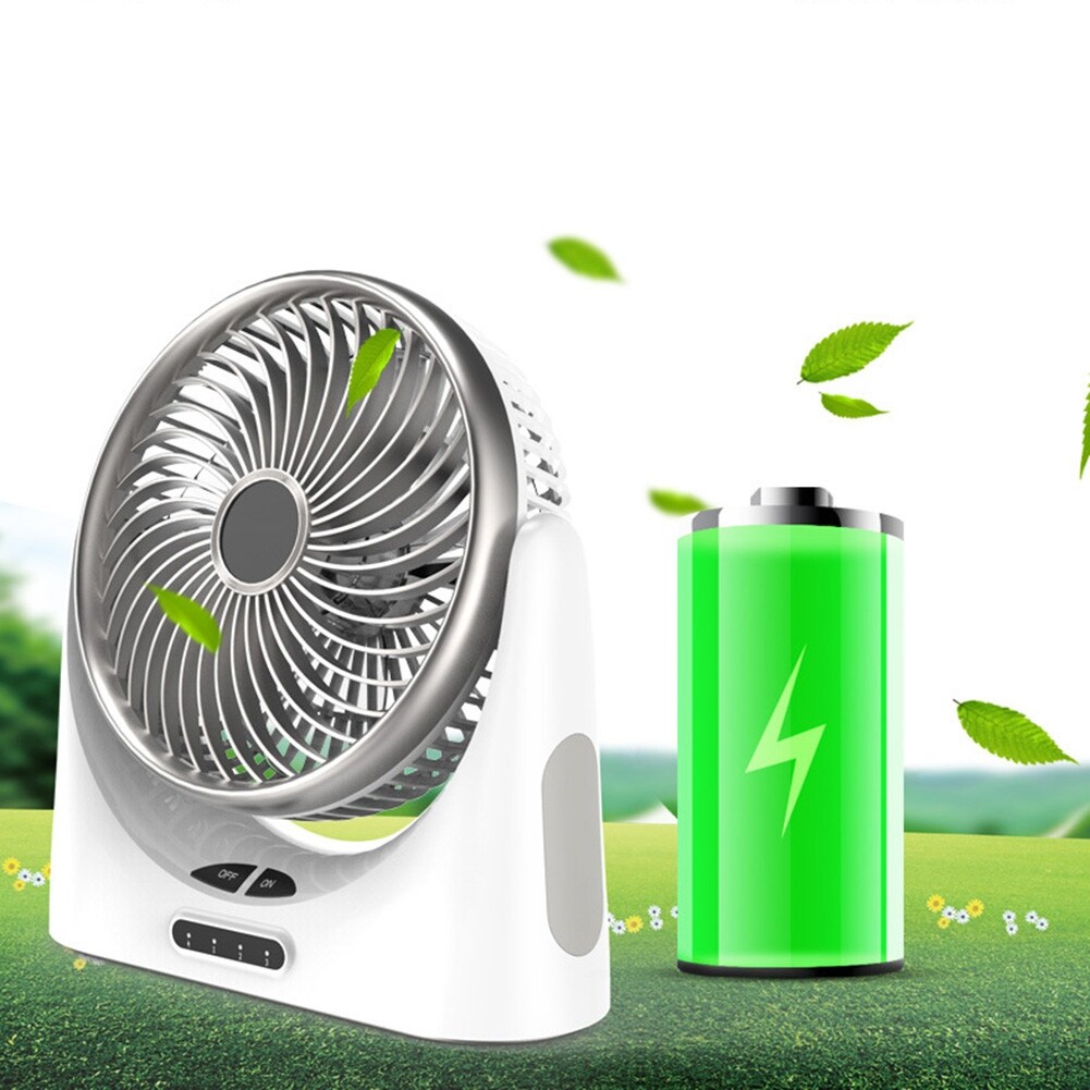 Rotary Usb Rechargeable 3 Wind Speeds Quiet Mini Table Fan With Led Night  Light - Overstock - 36717634