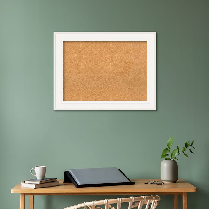 Ridge White Framed Natural Corkboard Bulletin Board