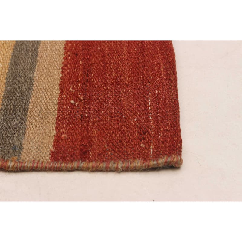 ECARPETGALLERY Flat-Weave Boho Copper Wool Kilim - 9'1 x 13'1