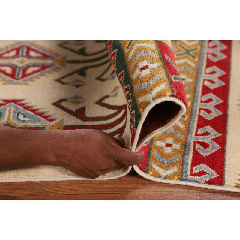 Tribal Geometric Kazak Oriental Area Rug Hand-Knotted Wool Carpet - 6'6" x 10'4"