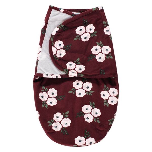 slide 1 of 1, Hudson Baby Infant Girl Plush Faux Fur Swaddle Wrap, Burgundy Floral, 0-3 Months - Burgundy Floral - 0-3 Months 0-3 Months - Burgundy Floral