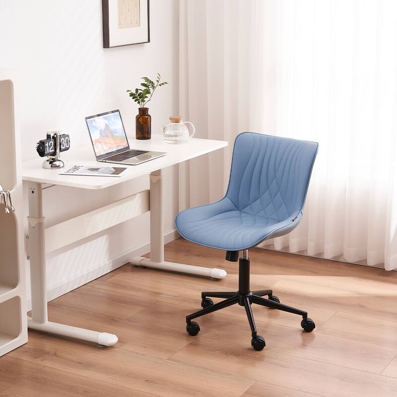 Armless Office Chair Swivel Home Office Desk Chairs with Wheels