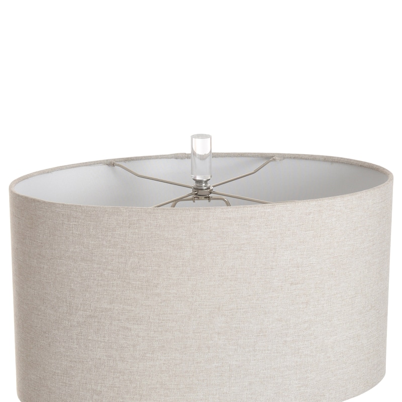 Silver Burst Table Lamp - Brushed Grey and Silver Polyresin Body - Taupe Shade