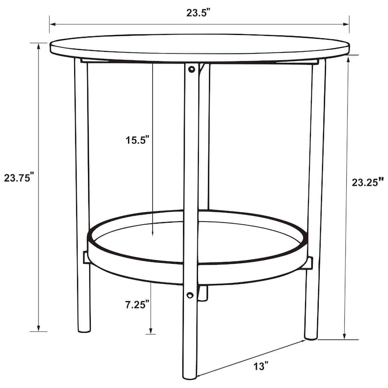 Delfin Round Wood Top Side End Table Black and Brown