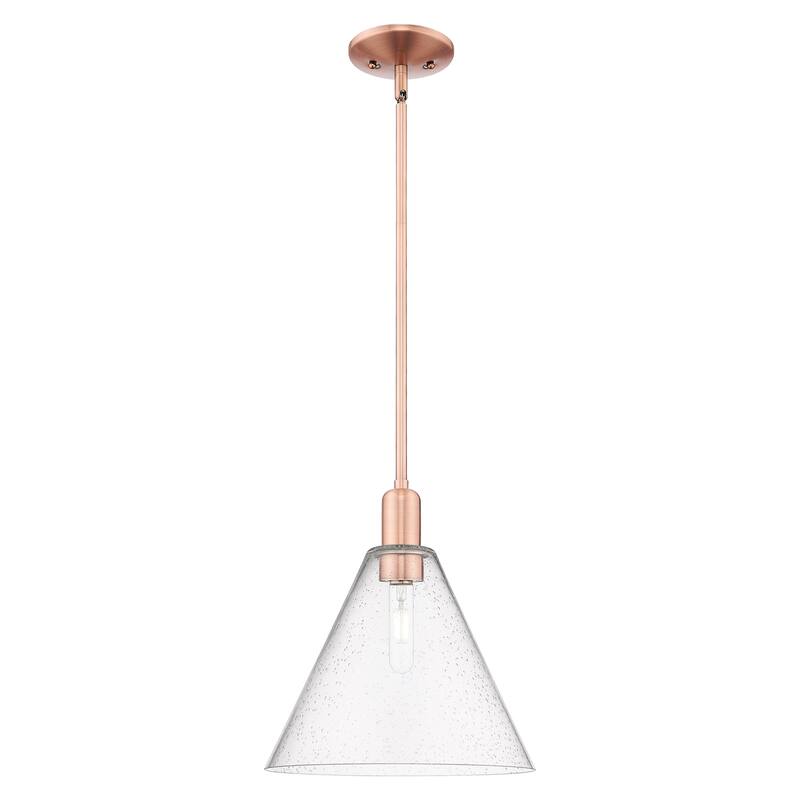 Innovations Lighting Endless Possibilities Arcadia - Berkshire Glass - 1 Light 12" Stem Hung Mini Pendant - Antique Copper/Seedy
