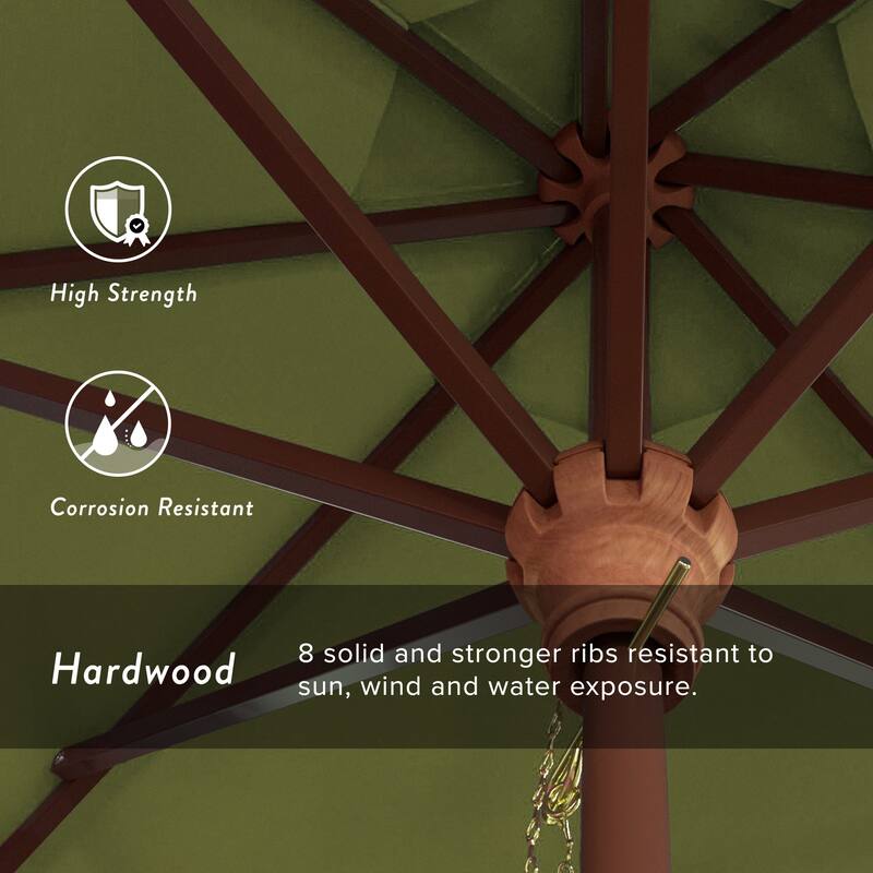 California Umbrella 7.5' Round Marenti Wood Frame Patio Umbrella with Pacifica Fabric, Base Not Included