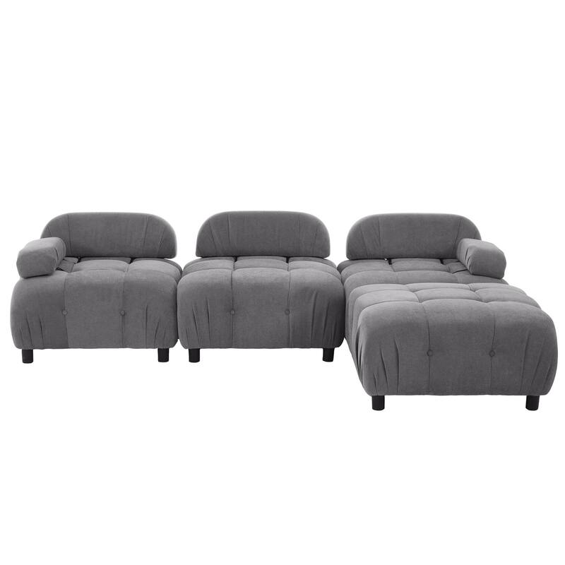 Upholstery Modular Convertible Sectional Sofa, L-Shaped Couch with Reversible Chaise