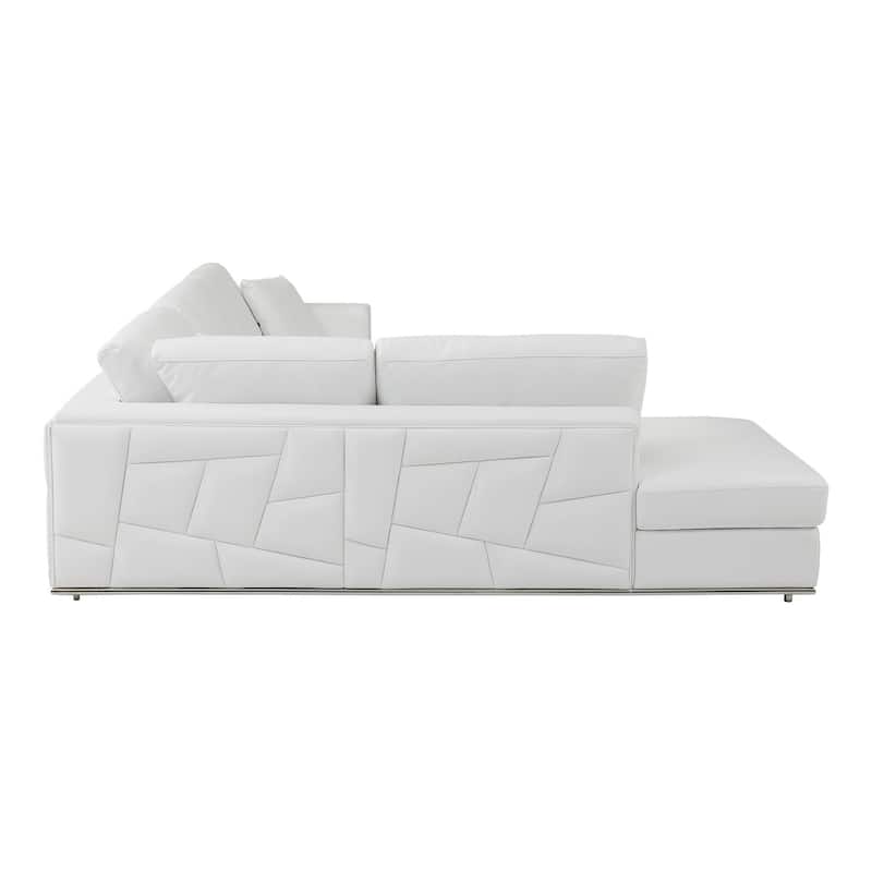 HomeRoots White Italian Leather Reclining L Shaped Two Piece Corner Sectional - 117