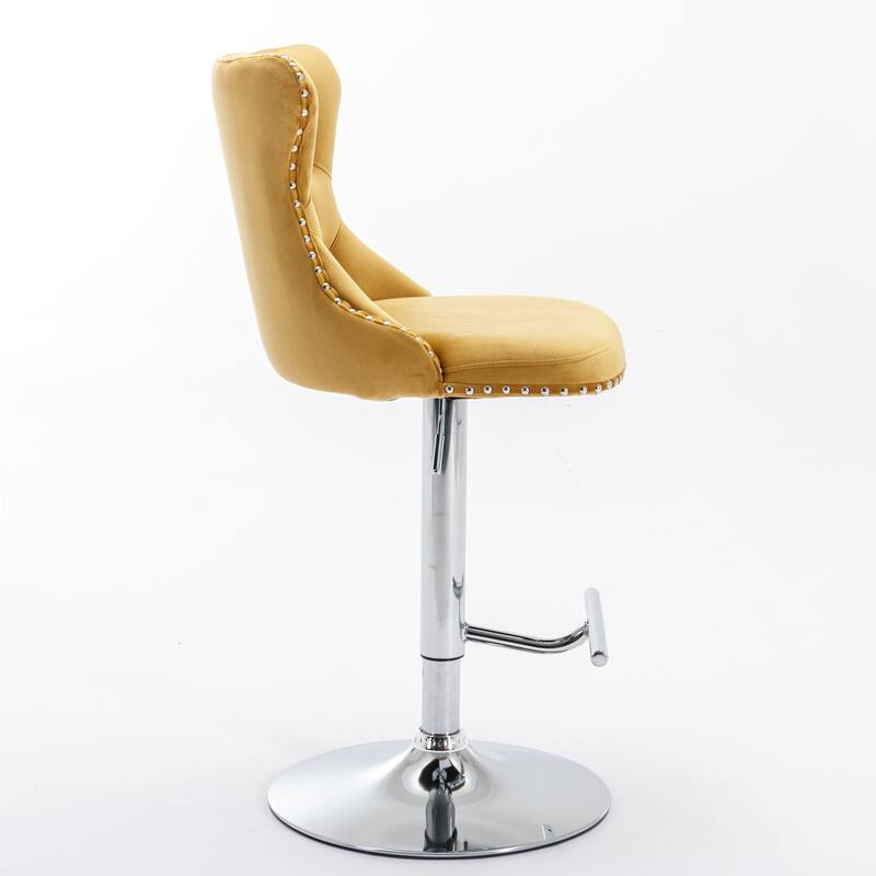 Modern Upholstered Swivel Barstools with Adjusatble Seat Height,Set of 2
