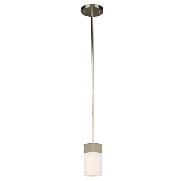 slide 2 of 3, Eglo Novela 1-Light Brushed Nickel Mini Pendant with Frosted Glass