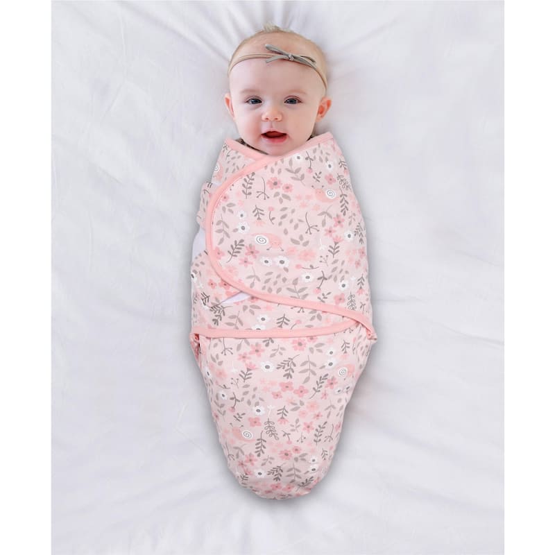 The Peanutshell Pink Floral Stars Swaddles, 3-Pack, Medium/Large