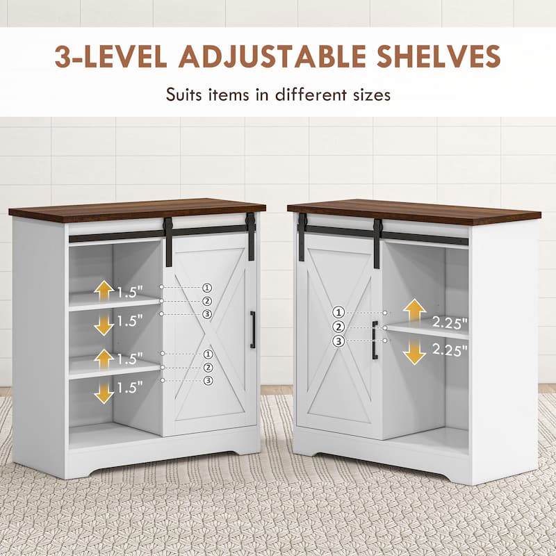 Farmhouse Coffee Bar Cabinet Buffet Sideboard