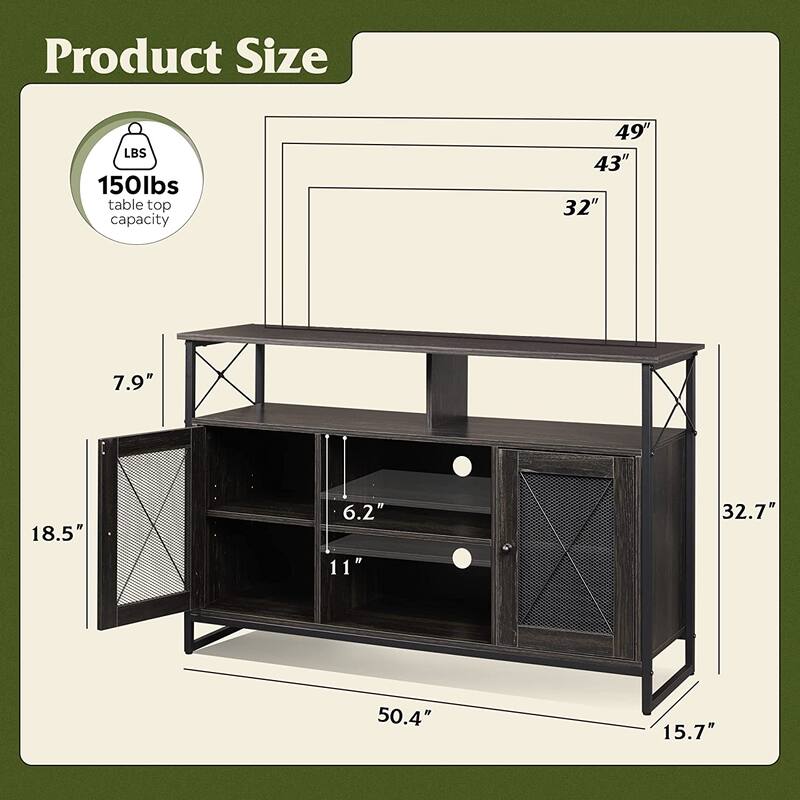 TV Stand for 55 inch TV, Tall Entertainment Center with Storage