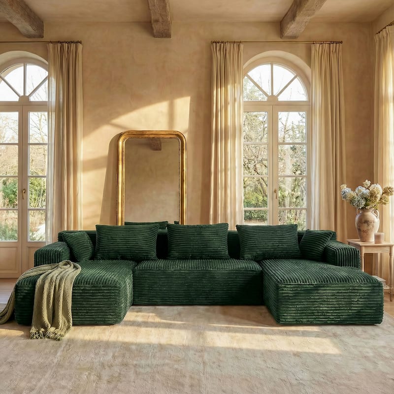 Oversized Modular Sectional Sofa, No Assembly Required, Corduroy Fabric, Deep Seat Cloud Couch with Chaise Foam Sofa
