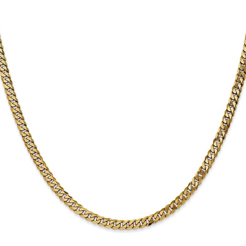 Curata 14k Yellow Gold Solid Polished 3.9mm Beveled Curb Bracelet