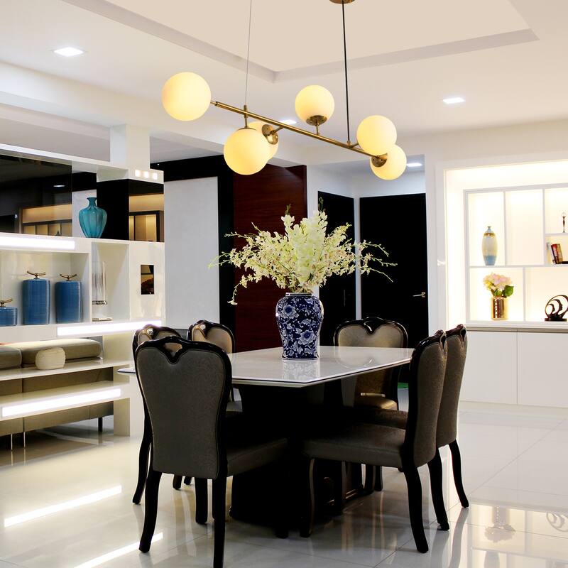 6 Lights Globe Mid Century Chandelier Sputnik Modern Pendant Lighting