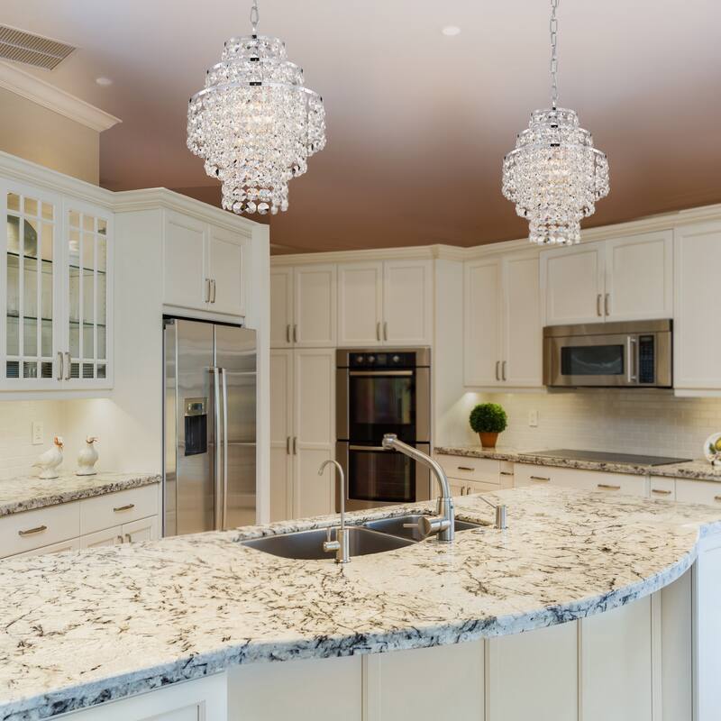Chrome Finish 1-Light Glam Mini Chandelier with Tier Cascading Crystals