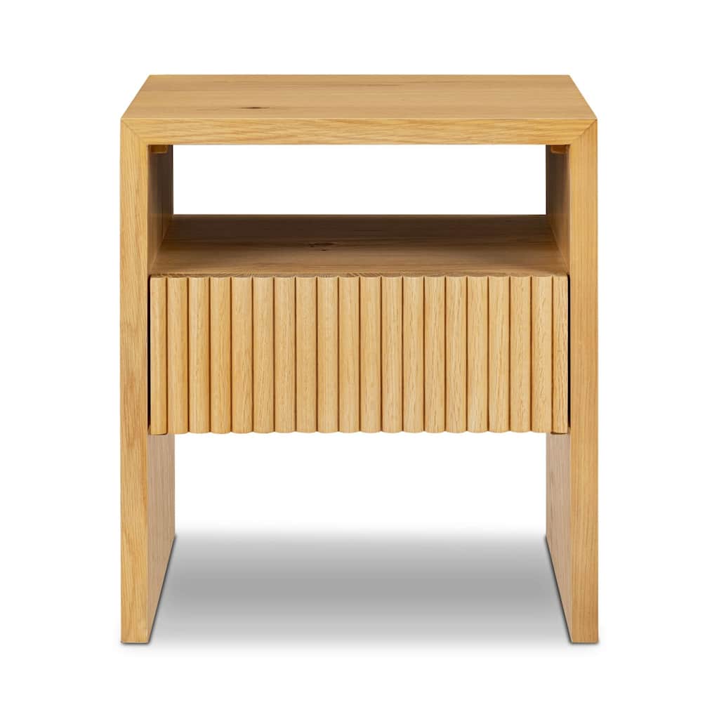 Poly & Bark Leeds Oak Nightstand With Ribbed Design Drawer