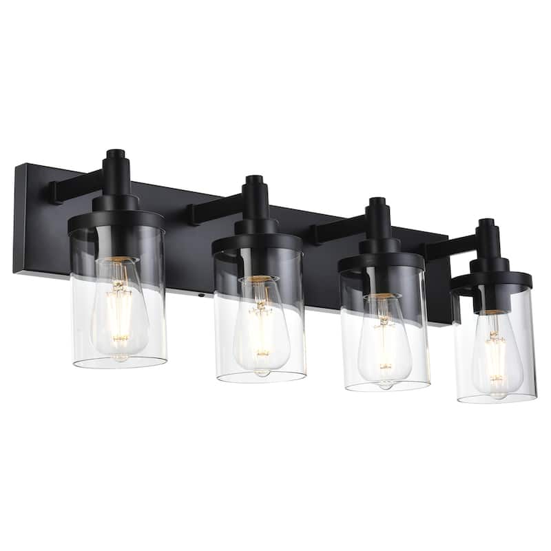 Modern Bathroom Lights with Clear Shape - 4-Lights - Black
