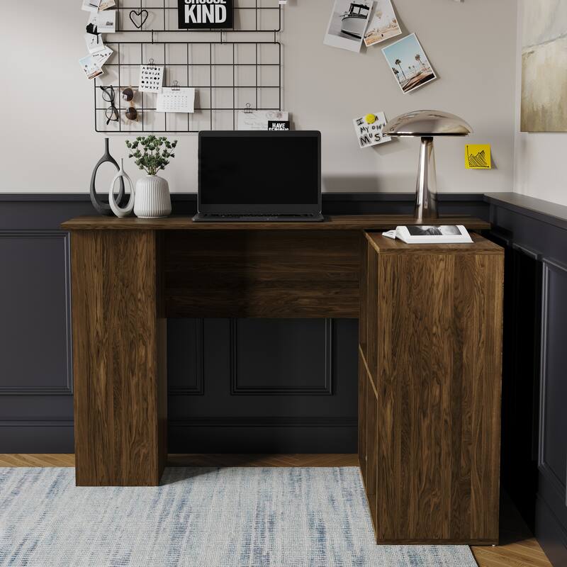 CraftPorch Elegance L-Shape Writing Desk with Cabinet