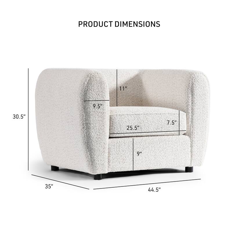 Furniture of America Vanessa Modern Curved Arms Boucle Sofa Set with Seat Cushion and Wooden Legs, 2-Piece or 3-Piece Options