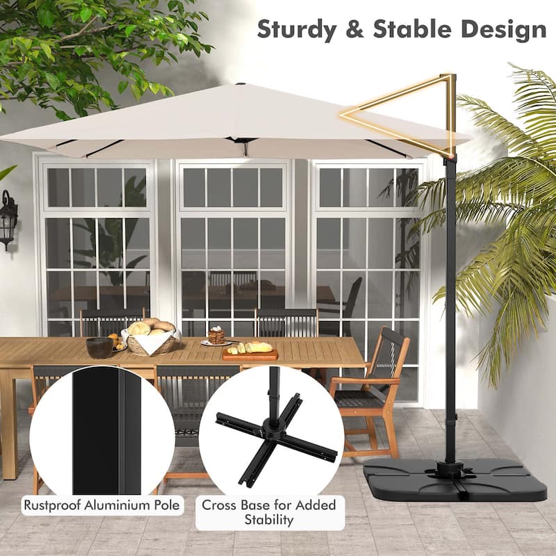 Costway Patio 9.5FT Square Cantilever Offset Hanging Umbrella 2-Tier