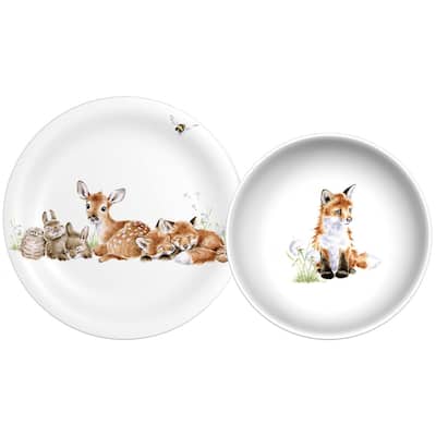 Royal Worcester Wrendale Designs Little Wren Plate & Bowl Set - Plate is 8.3 in, Bowl is 7.1 in
