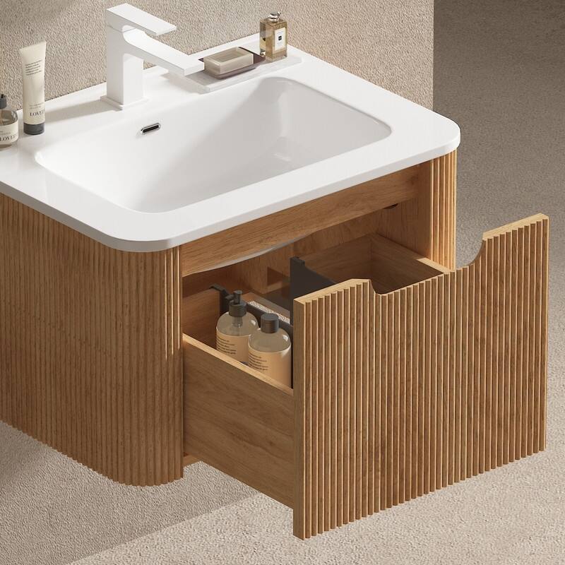 Bathroom Vanity with Top Sink Freestanding Vanity Set with Mirror Cabinet