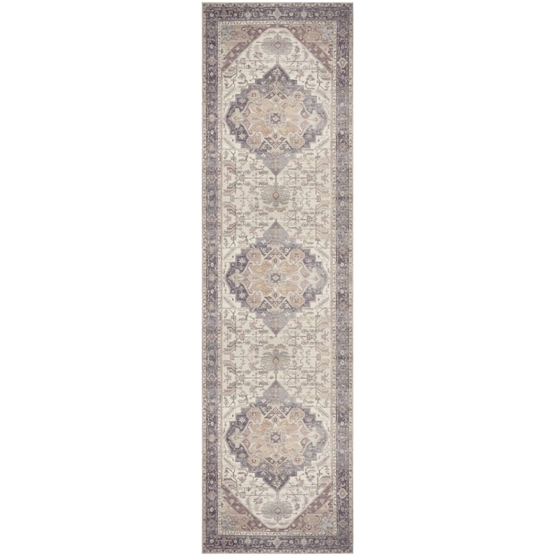 Nourison Vintage Washables Indoor only Persian Area Rug - 2'2" x 8' - Ivory/Purple