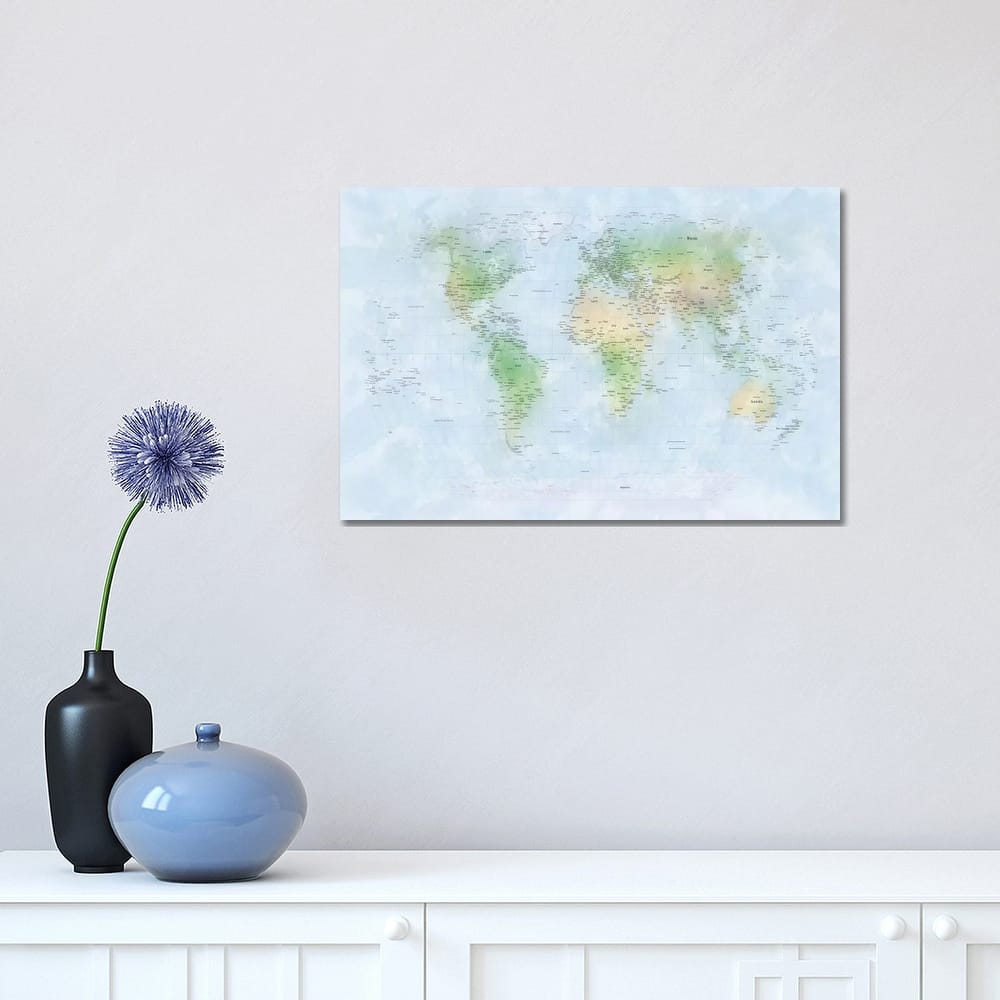 iCanvas "World Map III" by Michael Tompsett Canvas Print